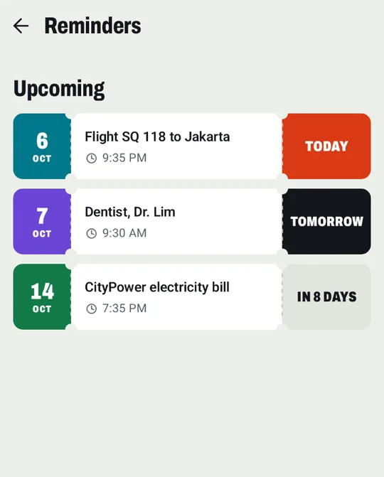 Daftar pengingat: hari ini, besok, dan seterusnya